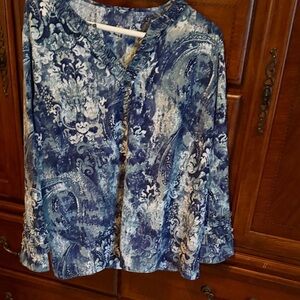 Blue Patterned Blouse